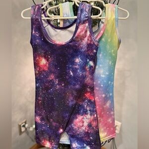 2 Leotard Girls Gymnastics Sparkly Tumbling Unitards with Shorts
